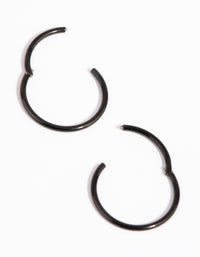 Matte Black Surgical Steel 10 mm Fine Sleeper Earrings - link has visual effect only