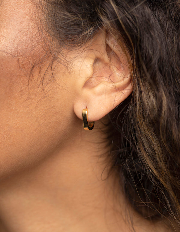 Gold Plated Surgical Steel Oval Huggie Earrings