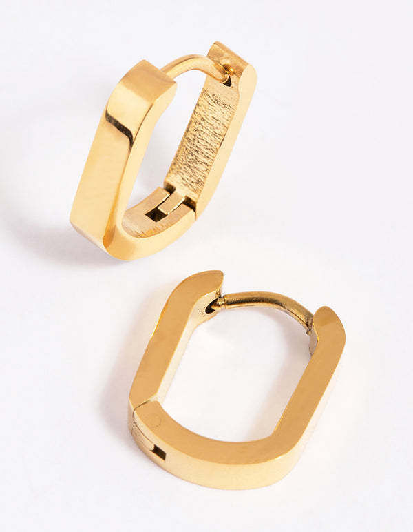Gold Plated Surgical Steel Oval Huggie Earrings