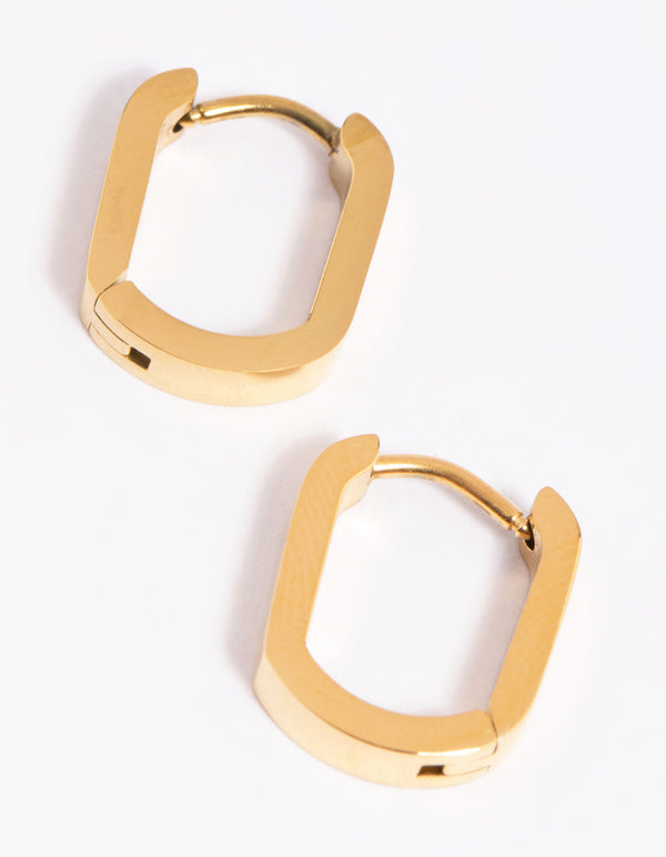 Gold Plated Surgical Steel Oval Huggie Earrings