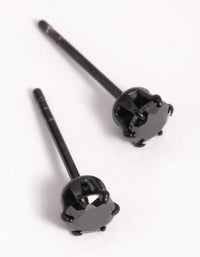 Matte Black Surgical Steel Diamante Stud Earrings - link has visual effect only