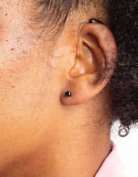 Matte Black Surgical Steel Diamante Stud Earrings - link has visual effect only