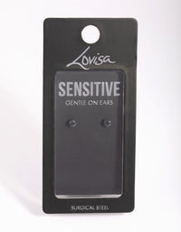 Matte Black Surgical Steel Diamante Stud Earrings - link has visual effect only