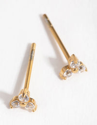 24 Carat Gold Plated Surgical Steel Cubic Zirconia Trio Cluster Stud Earrings - link has visual effect only