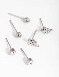 Titanium Diamante  Snake Stud Earrings 3-Pack - link has visual effect only