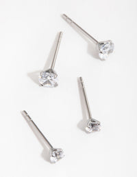 Surgical Steel Round  Cubic Zirconia Stud Earrings 2-Pack - link has visual effect only