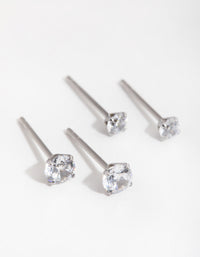 Surgical Steel Round  Cubic Zirconia Stud Earrings 2-Pack - link has visual effect only