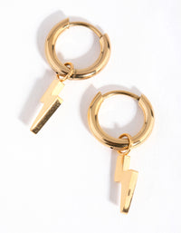 24 Carat Gold Plated Titanium Light Belt Huggie Earrings - link has visual effect only
