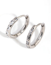 Surgical Steel Diamante Huggie Earrings - link has visual effect only