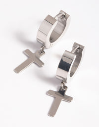 Surgical Steel Cross Huggie Earrings - link has visual effect only