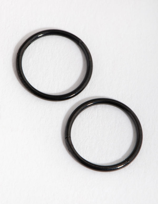 Black Coated Fine Sleeper Earrings 8MM