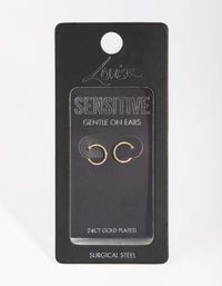 24 Carat Gold Plated Surgical Steel Sleeper 8mm Earrings - link has visual effect only