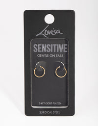24 Carat Gold Plated Surgical Steel Sleeper 10mm Earrings - link has visual effect only