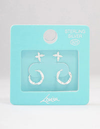 Sterling Silver Butterfly & Hoop Stud Earrings 2-Pack - link has visual effect only