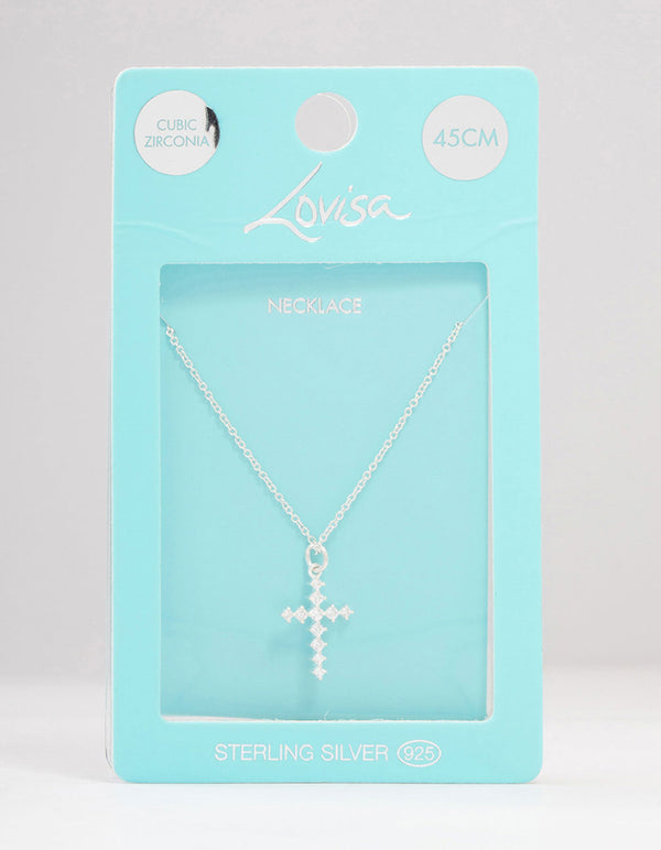 Sterling Silver Cubic Zirconia Cross Necklace