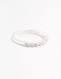 Sterling Silver Cubic Zirconia Engagement  Band Ring - link has visual effect only