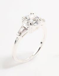 Sterling Silver Taper Bag Round Brilliant Cut Ring - link has visual effect only