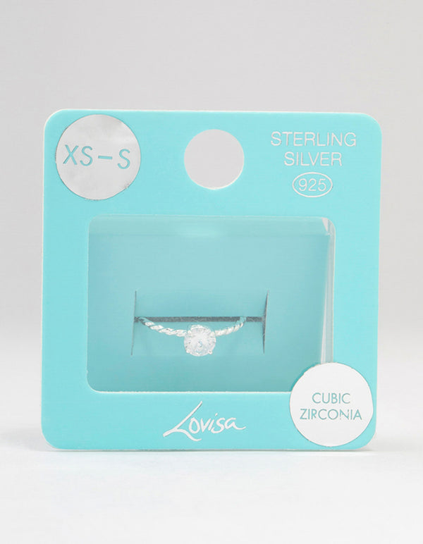 Sterling Silver Cubic Zirconia Twist Engagement Ring