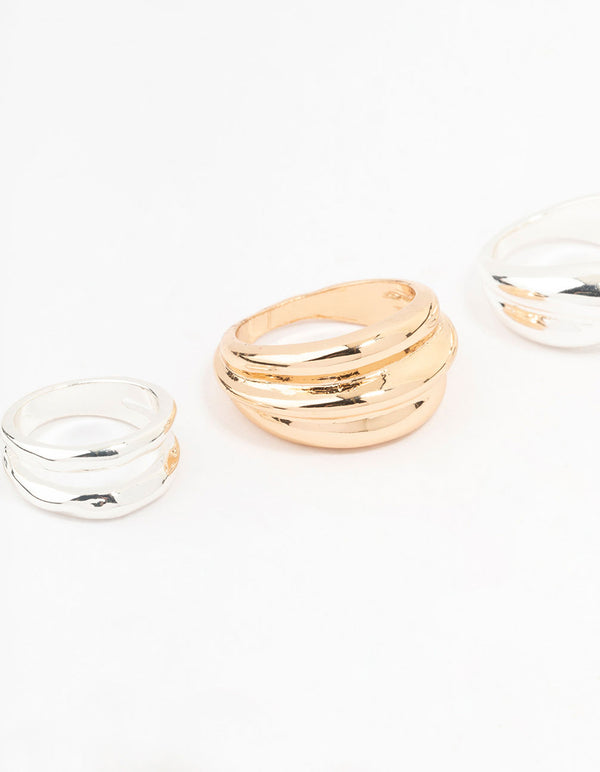 Mixed Metals Solid Band Rings 4-Pack