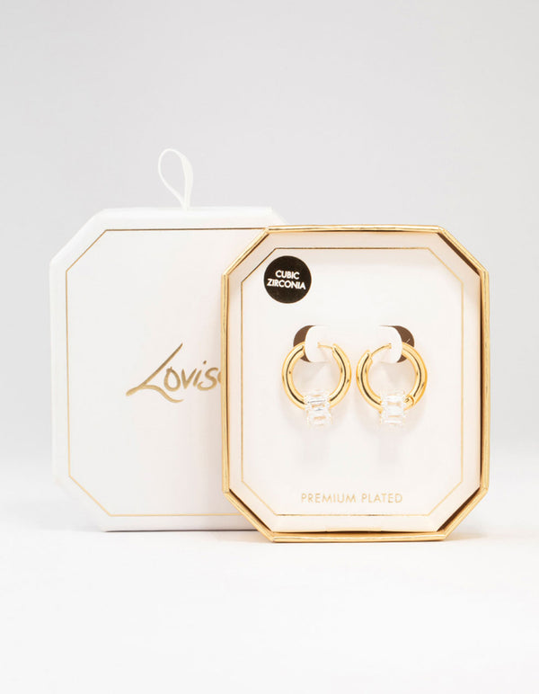 Gold Plated Crystal Hoop Earrings