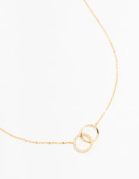 Gold Plated Pavé Link Hoop Necklace - link has visual effect only