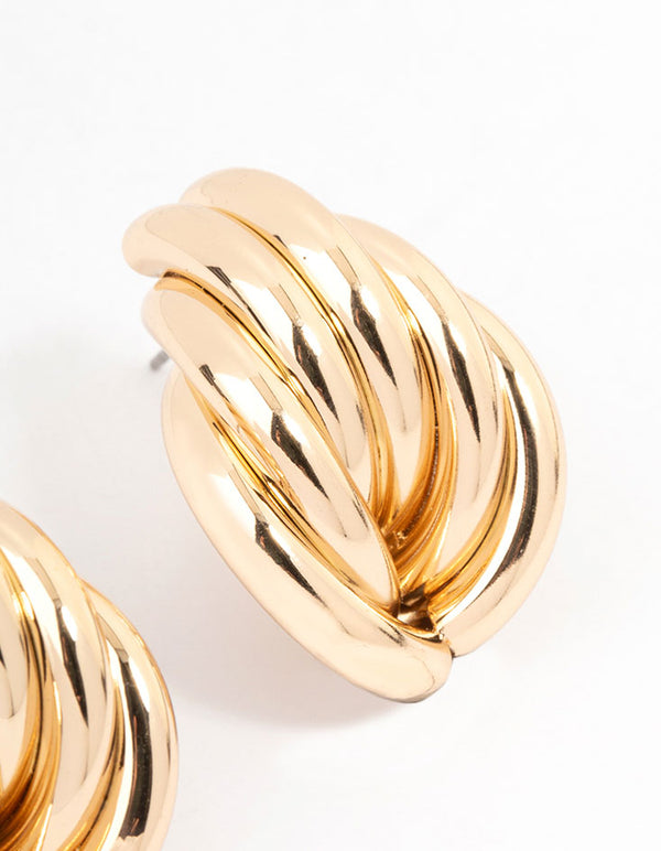 Gold Wrapped Knitted Stud Earrings