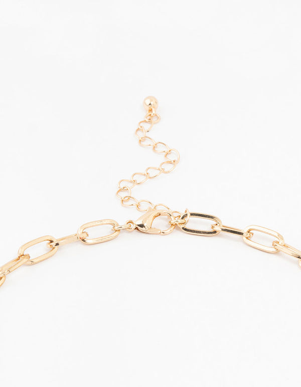 Gold Plated Genuine Shell & Stone Charm Necklace