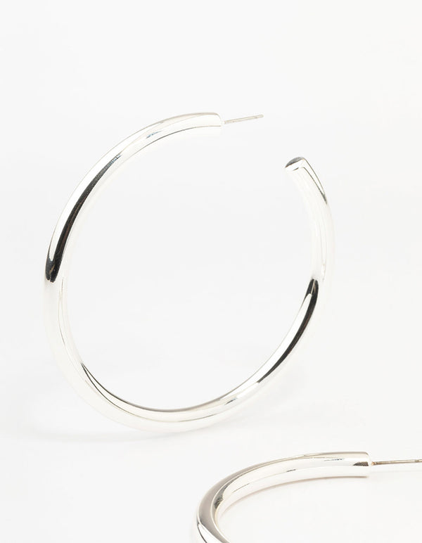 Silver Minimal Chunky Hoop Earrings