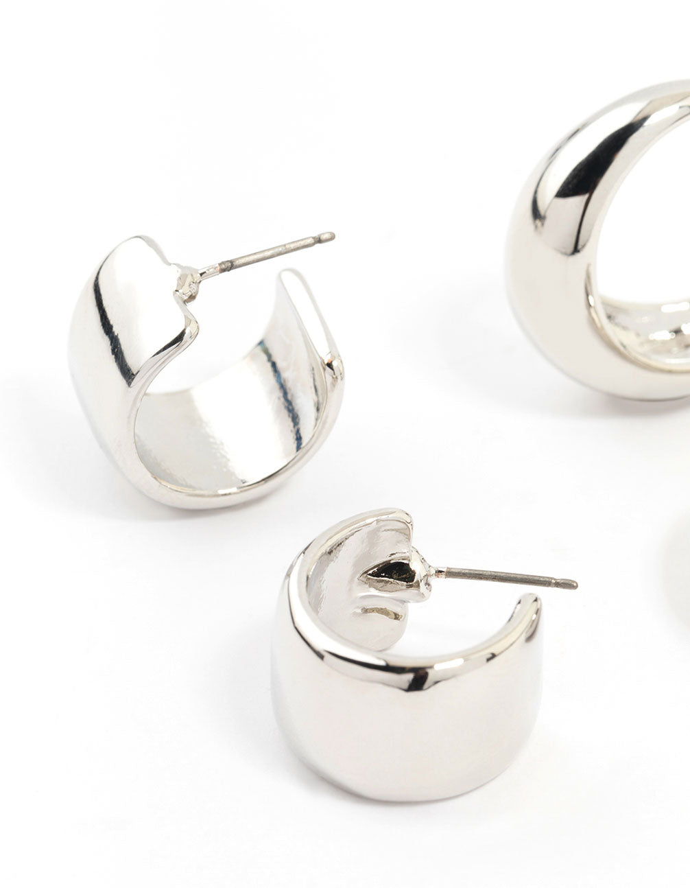 Silver Mixed Shape Hoop Earrings 2-Pack