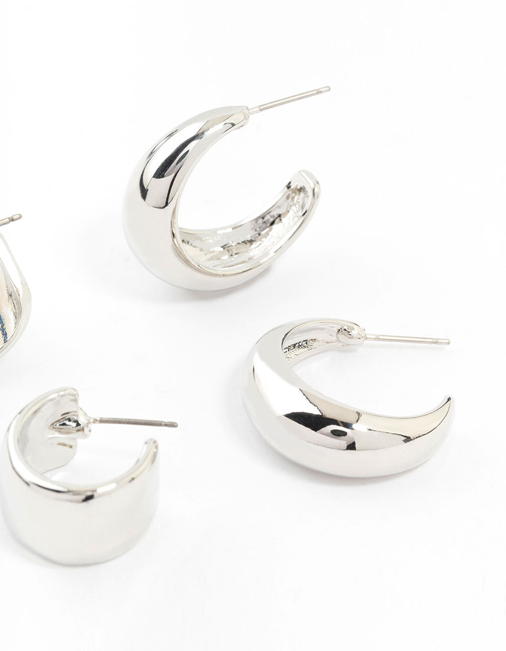Silver Mixed Shape Hoop Earrings 2-Pack