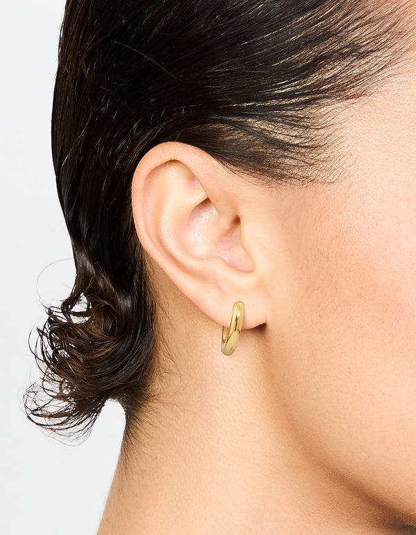 Waterproof Gold Plated Stainless Steel Core Clicker Earrings 16 MM