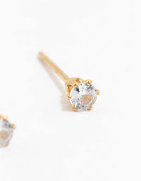 Waterproof Gold Plated Stainless Steel Cubic Zirconia Stud Earrings 3 MM - link has visual effect only