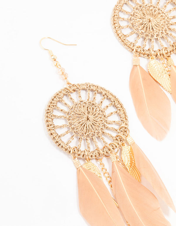 Dreamcatcher Feather Drop Earrings