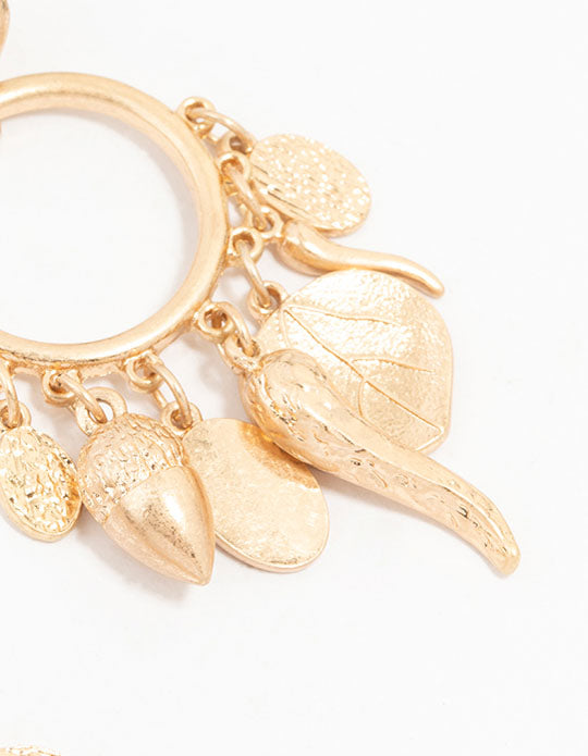 Mixed Gold Long Leaf Drop Earrings