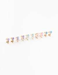 Kids Holographic Gummy Bear Clip On Gold Earrings 5-Pack - link has visual effect only
