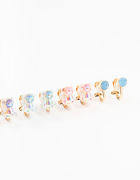 Kids Holographic Gummy Bear Clip On Gold Earrings 5-Pack - link has visual effect only