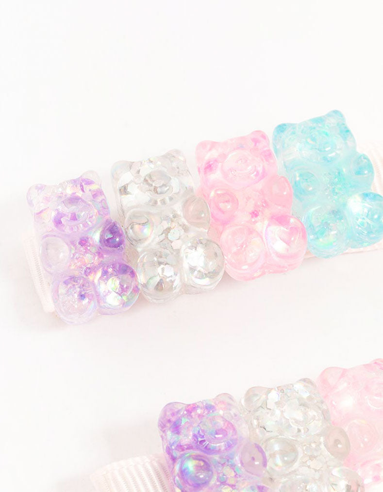 Kids Pastel Gummy Bear Hair Slides 2-Pack