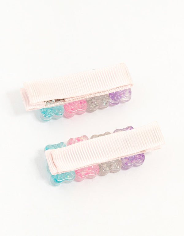 Kids Pastel Gummy Bear Hair Slides 2-Pack