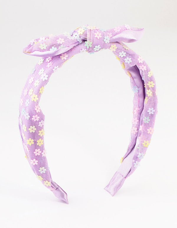 Kids Purple Sequin Flower Headband
