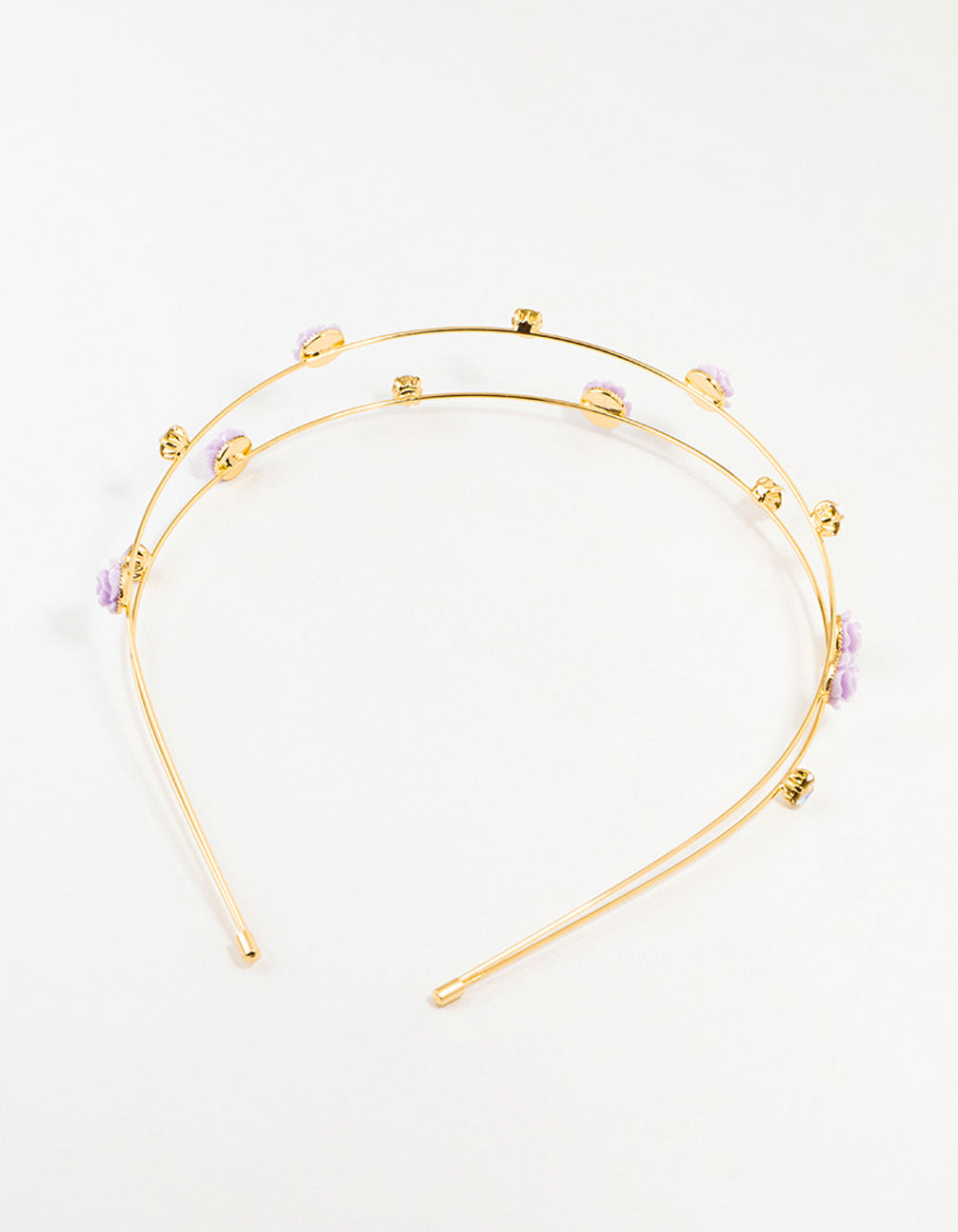 Gold Diamante Velvet Flower Multi Row Headband