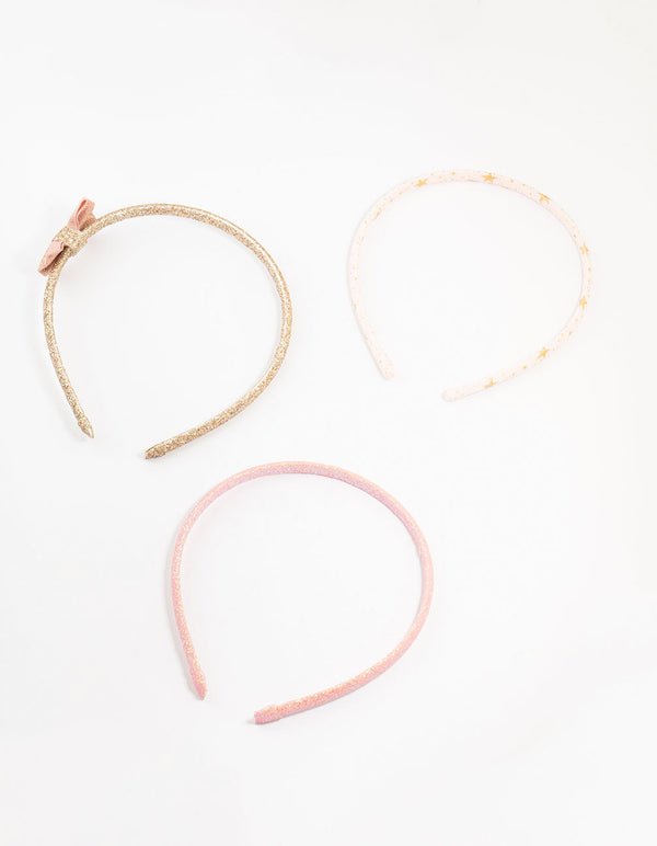 Kids Pink & Gold Aliceband 3-Pack
