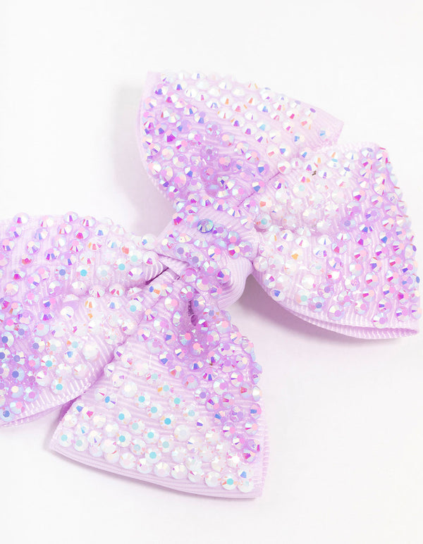 Kids Mixed Purple Bow Clip