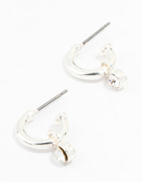 Simple Silver Diamante Huggie Charm Earrings - link has visual effect only