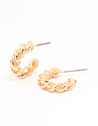 Gold Thick Twisted Rope Huggie Earrings - link has visual effect only