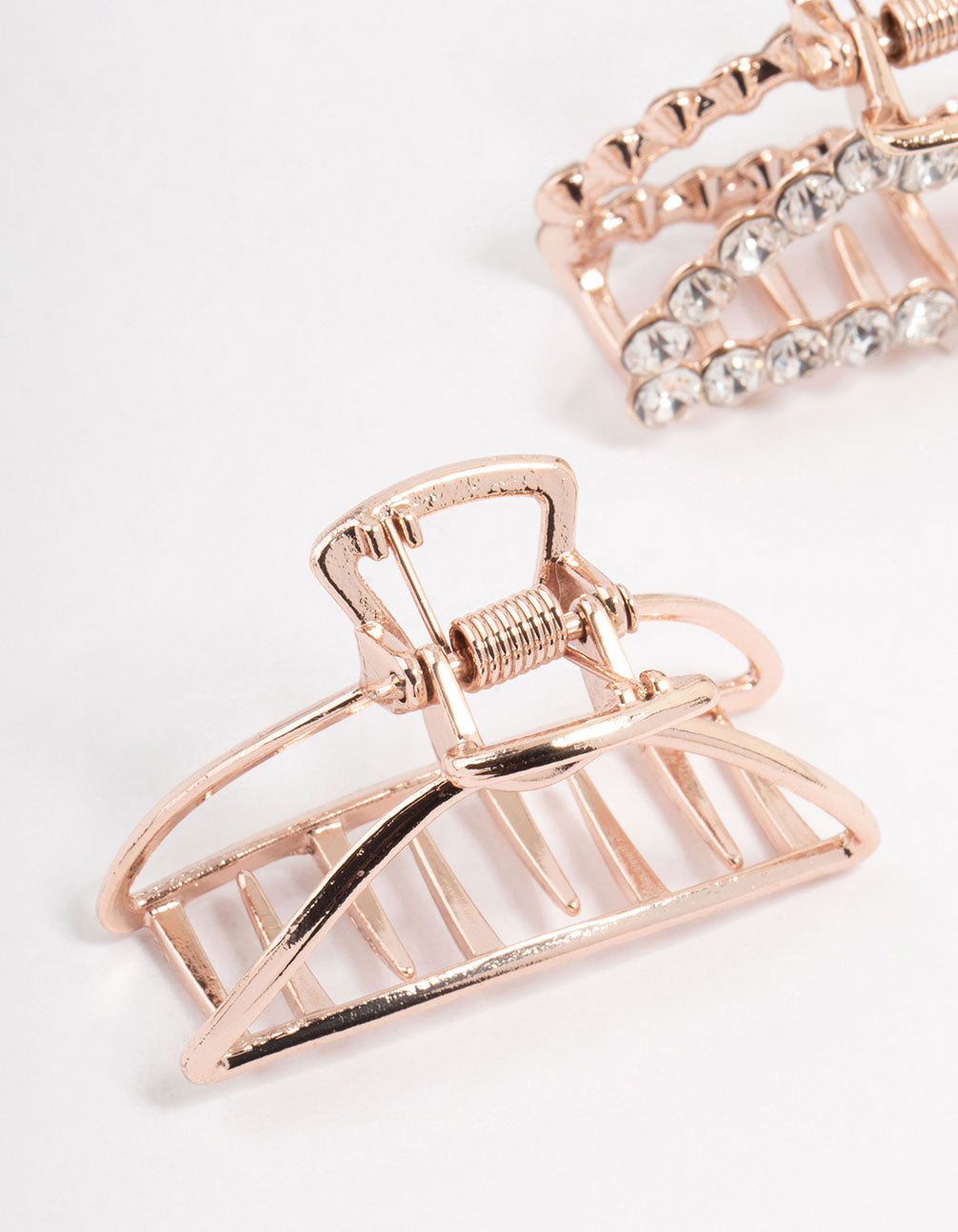 Rose Gold Diamante Claw Clip 2-Pack