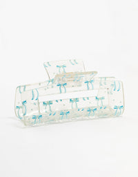 Plastic Rectangle Blue Bow Claw Clip - link has visual effect only