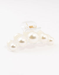 White  Carved Graduating Pearl Claw Clip - link has visual effect only