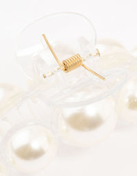 White  Carved Graduating Pearl Claw Clip - link has visual effect only