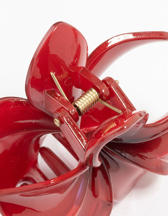 Burgundy Hibiscus Flower Claw Clip