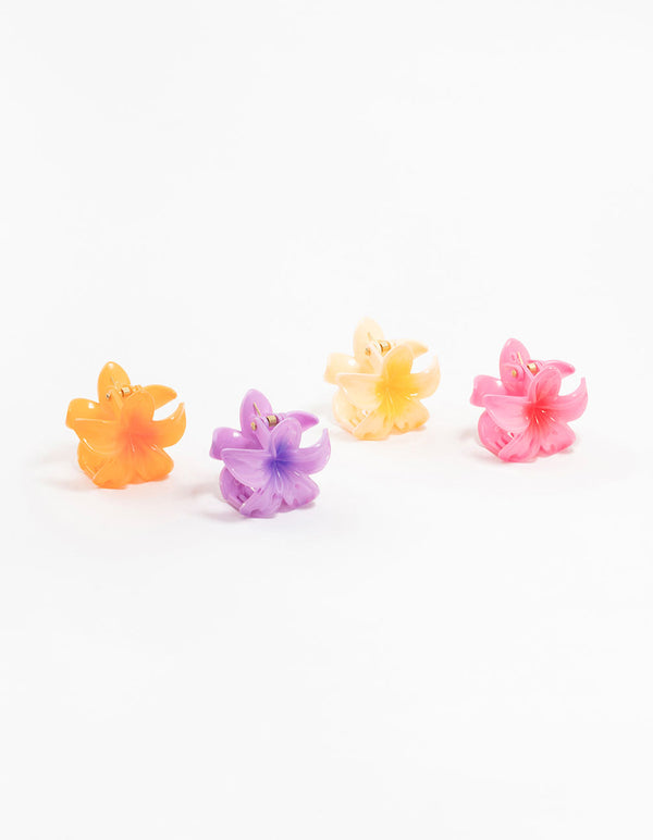 Mini Colourful Hibiscus Claw Clips 4-Pack